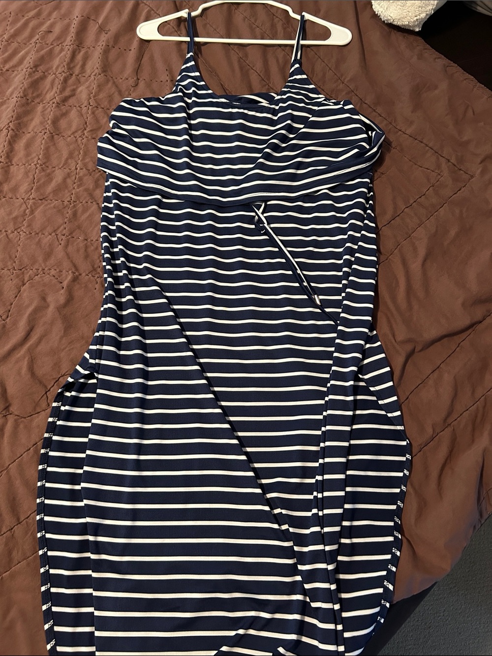 Navy & White Striped Spaghetti Strap cover up/dress
